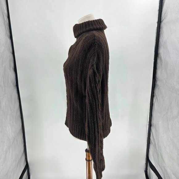 525 Brown Cable Knit Half-Zip Pullover Sweater,  Size S - Picture 5 of 13